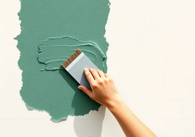 Application d'un enduit décoratif à la lisseuse sur un mur